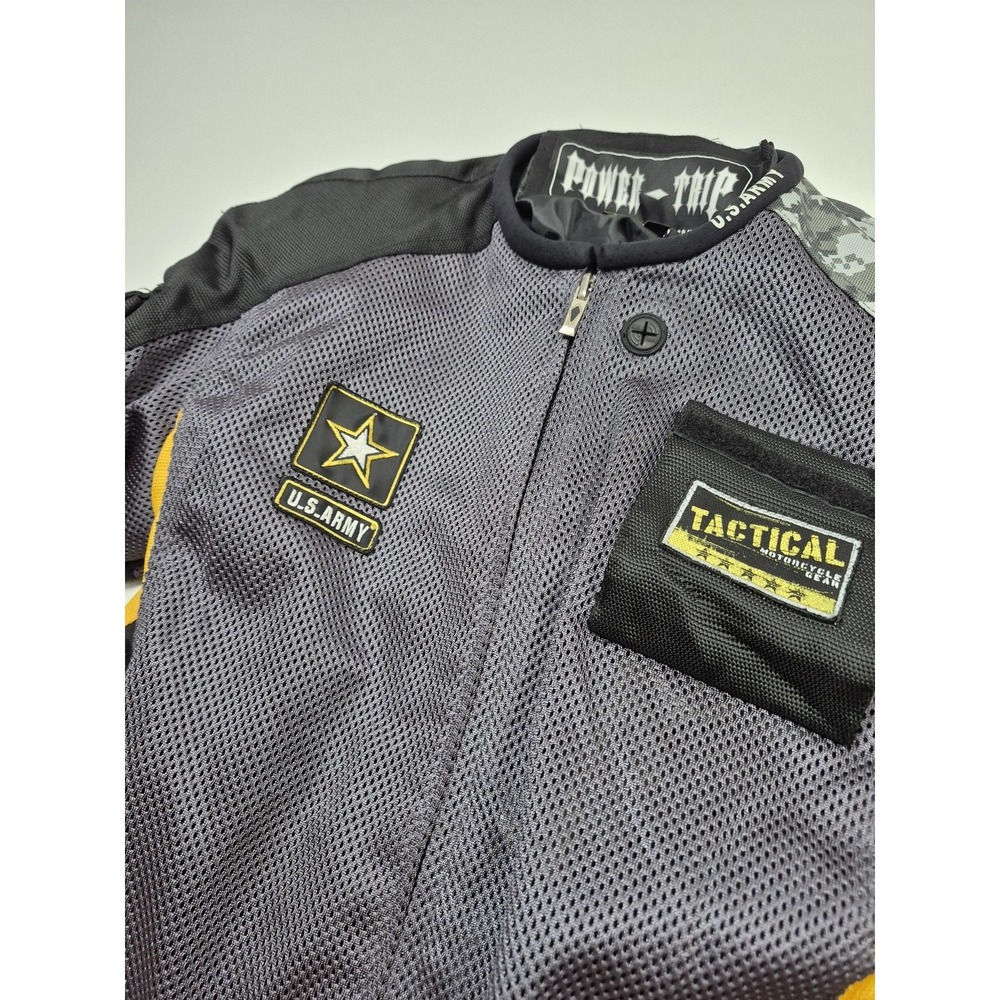 Power Trip Jacket Mens M Gray U.S. Army Tactical Mesh Motorcycle Riding Gear